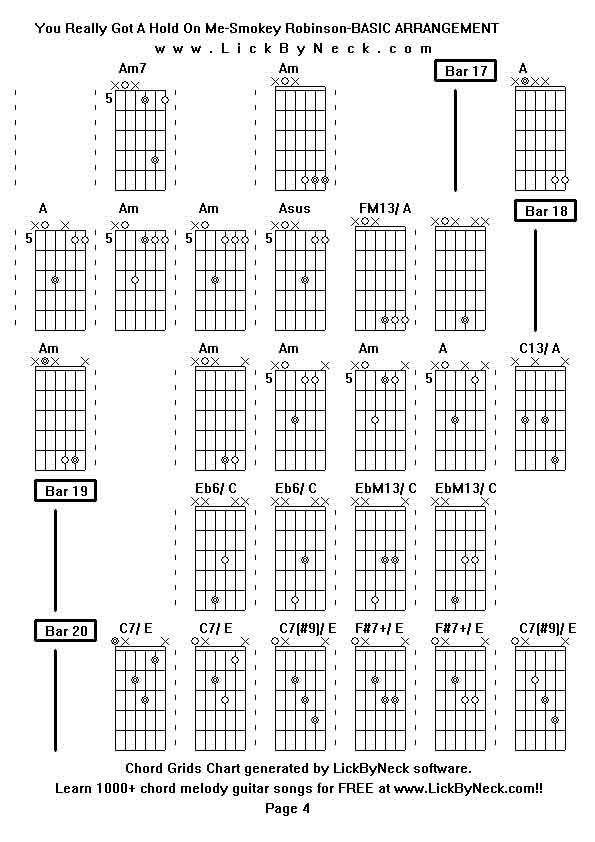 Chord Grids Chart of chord melody fingerstyle guitar song-You Really Got A Hold On Me-Smokey Robinson-BASIC ARRANGEMENT,generated by LickByNeck software.